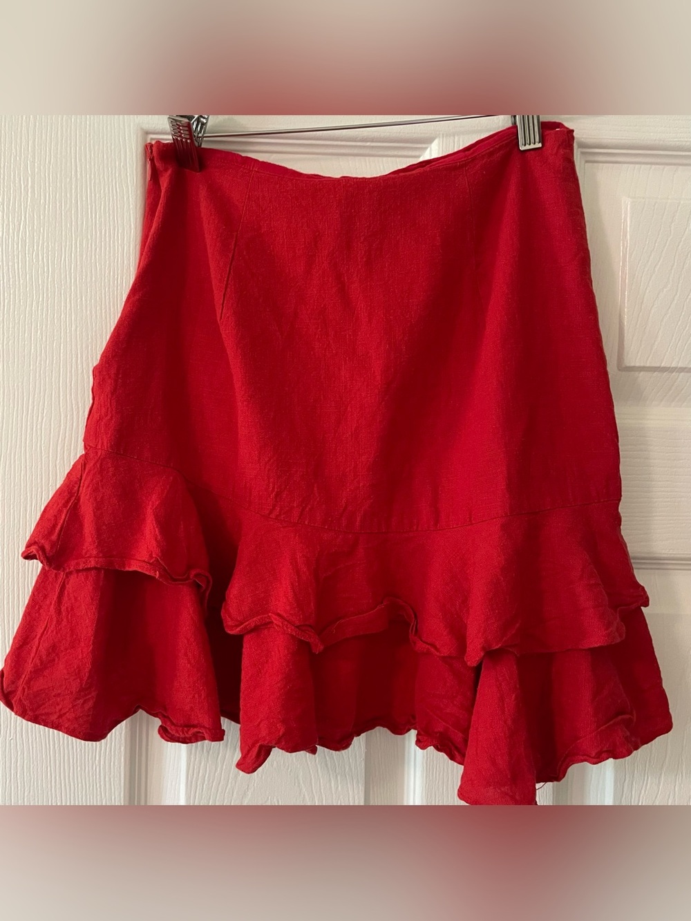Lulu's Red Asymmetrical Ruffle Mini Skirt - Picture 2 of 3